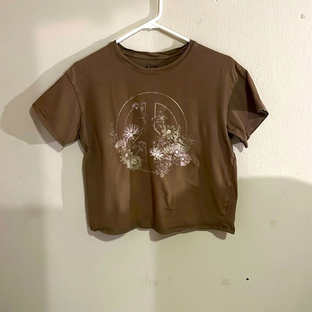 Brown Floral peace crop top